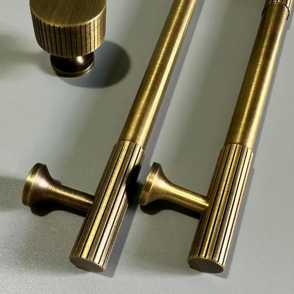 Bronze Bronze Cabinet Handles Wardrobe Pulls Antique Solid Brass Knurled Handle T-bar Door Knobs Furniture Door Pull