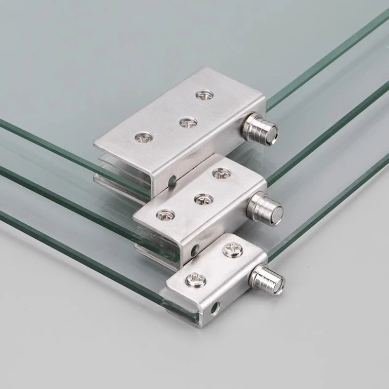 2 Set Stainless Steel Glass Hinges for 5-8mm/8-10mm/10-12mm Glass Door Glass Pivot Clamps Door Hinges Household Hardware