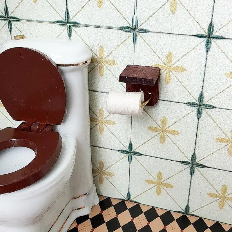 Pretend Bathroom Scene 1:12 Dollhouse Miniature Furniture Accessories: Paper Towel Holder and Toilet Paper Model Toys.