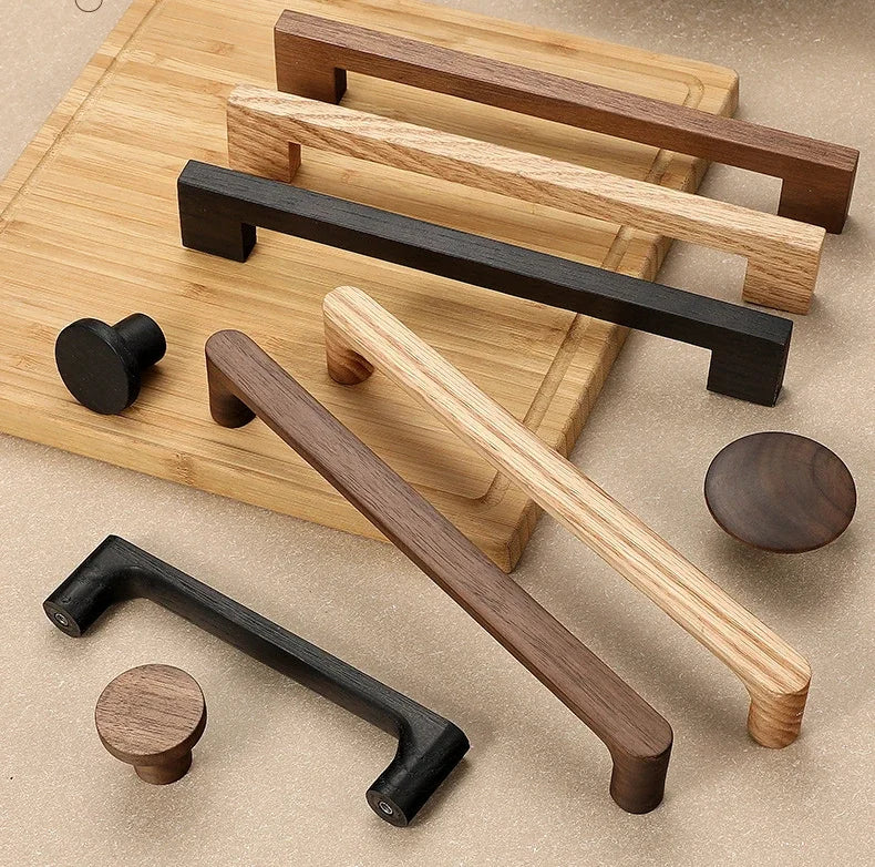 Wooden Cabinet Door Handle Cupboard Door Knob and Handle Kitchen Cabinet Knobs Wardrobe Door Handles for Furniture Hardware