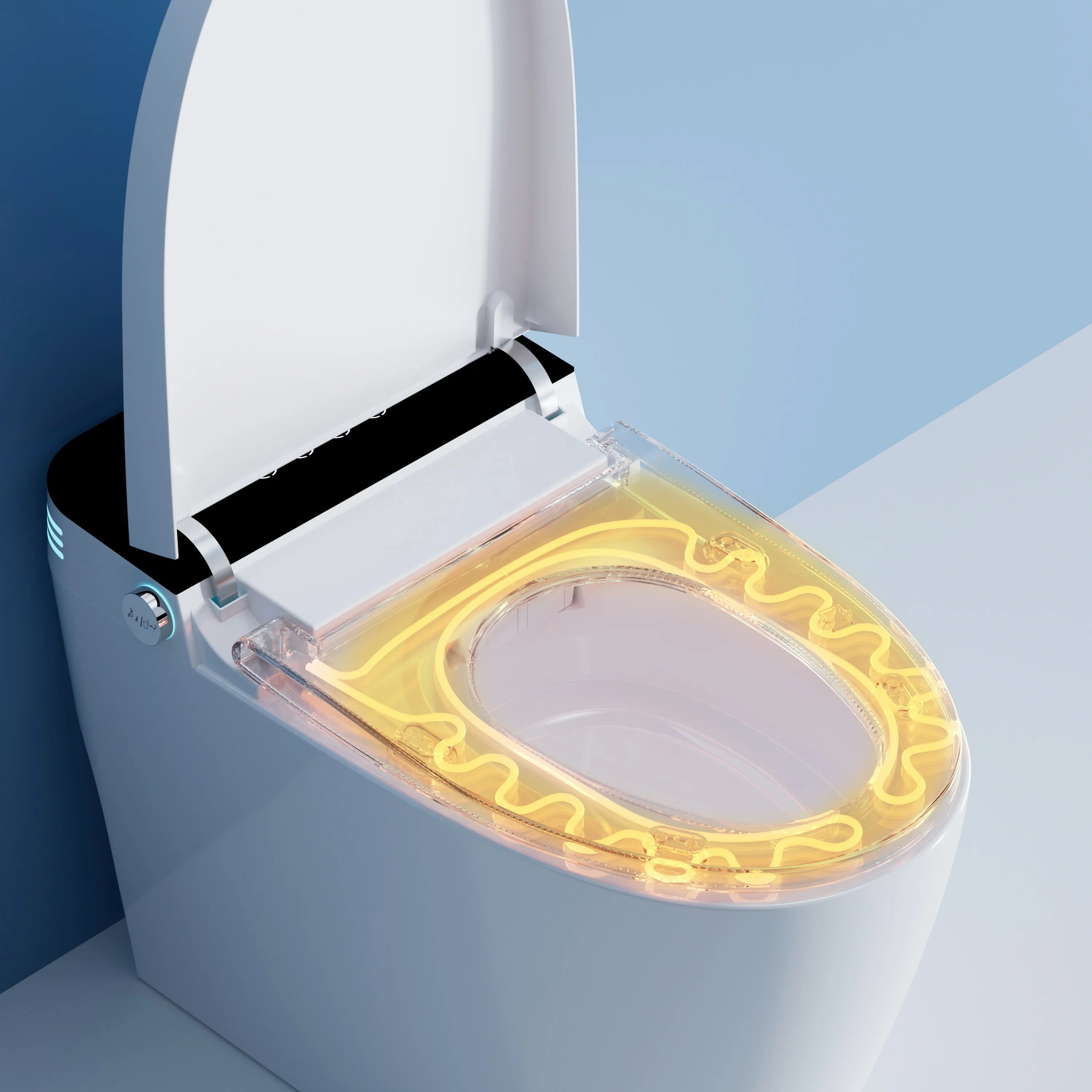 Bathroom Toilet,High-End Auto Electric Ceramic Toilet Smart Round Bowl With S-Trap Drainage Remote Control Floor Mounted
