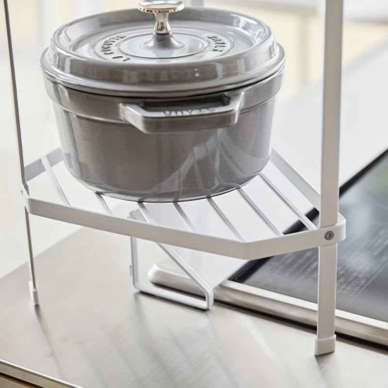 Space-saving Iron Triangular Corner Shelf - Multifunctional Countertop Organizer for Cookware, Condiments and Accessories