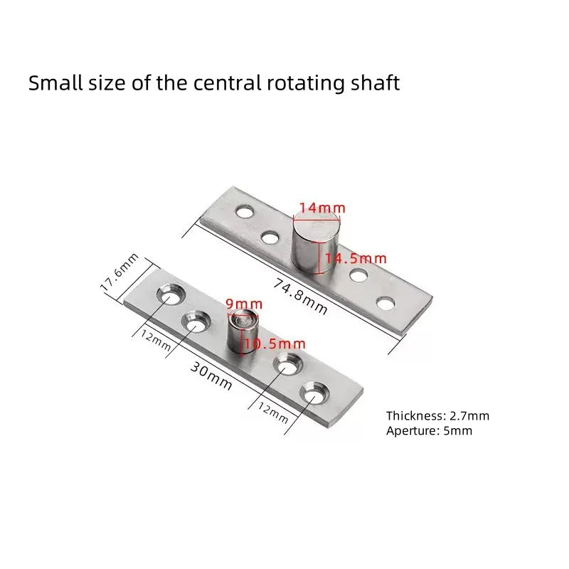 Stainless steel door rotating shaft hinge, 360° rotation, hidden rotating door hinge, furniture hardware