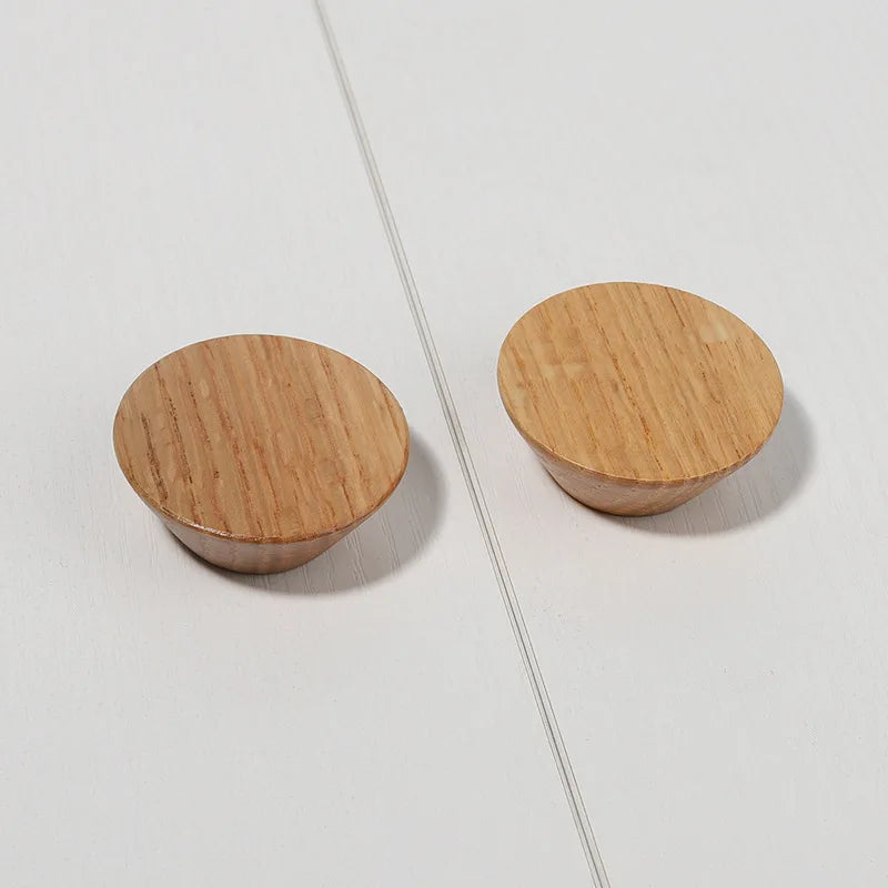 circular button handle modern cabinet handles solid wood home wardrobe drawer cabinet handle single hole wooden handle
