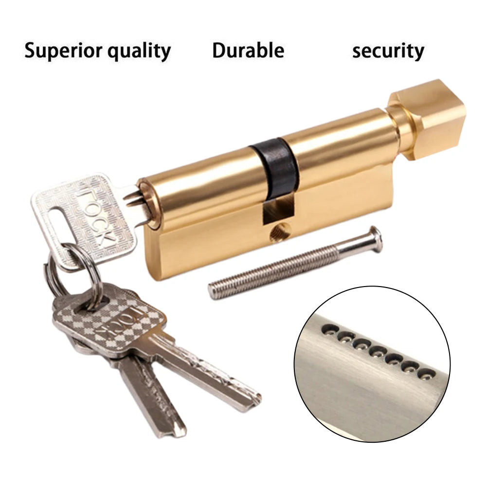 70mm Door Lock Cylinder 3 Keys Anti-Theft Entrance Gate Lock Home Security Interior Bedroom Household Improvement Hardware