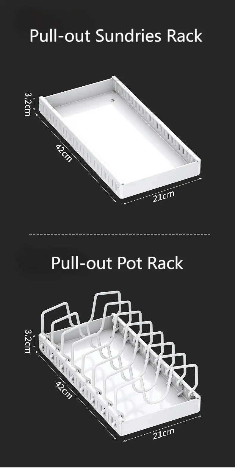 Pots and Pans Organizer Under Cabinet,Sliding Pot Lid Holder and Pan Rack Kitchen,Pull out Pot and Pan Organizer,Dishes Storage
