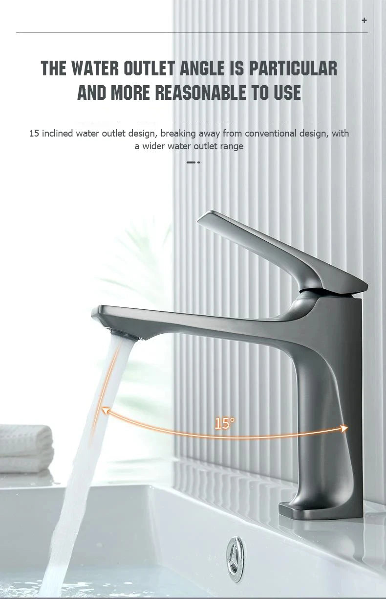 Brass Core Modern Bathroom Sink Faucet Single Handle Deck Mounted Wash Basin Water Tap Hot And Cold Mixer