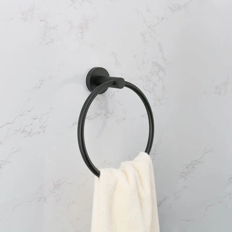 Bathroom Accessories Towel Rack Shelf Bar Roll Paper Holder With Cover Hand Towel Bar Holder Robe Hook Toilet Brush Holder Black