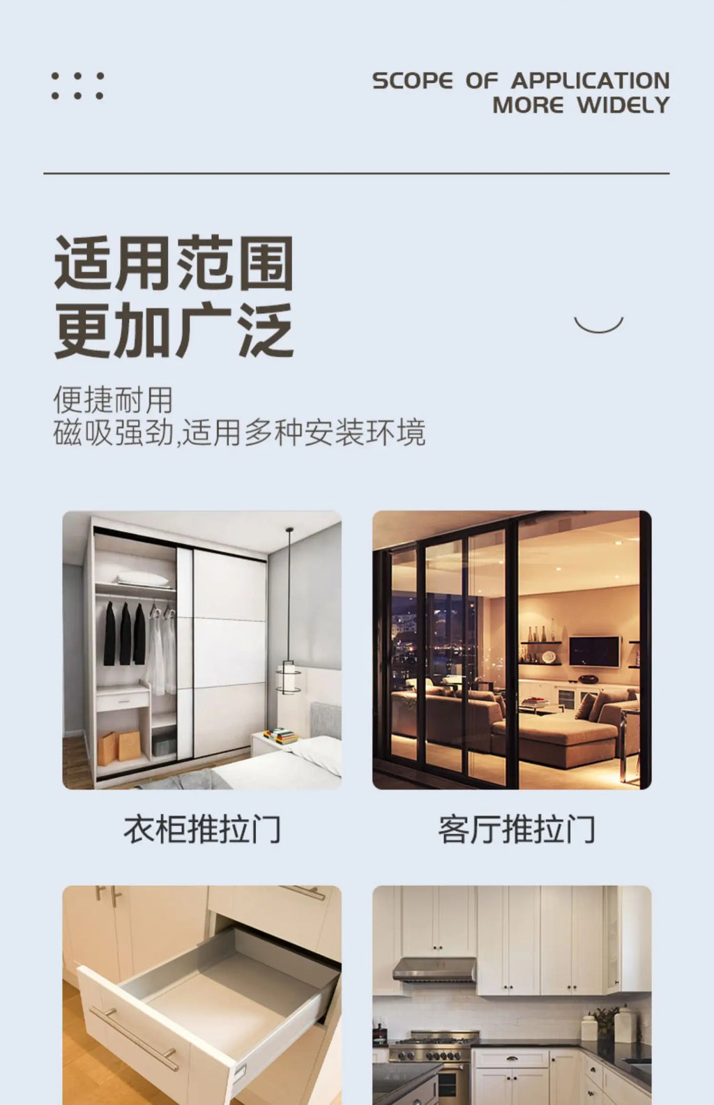 The Magnetic Sliding Door Wardrobe System Adopts A Self-aligning Magnetic Strip Mechanism, Featuring High Magnetic Adhesion