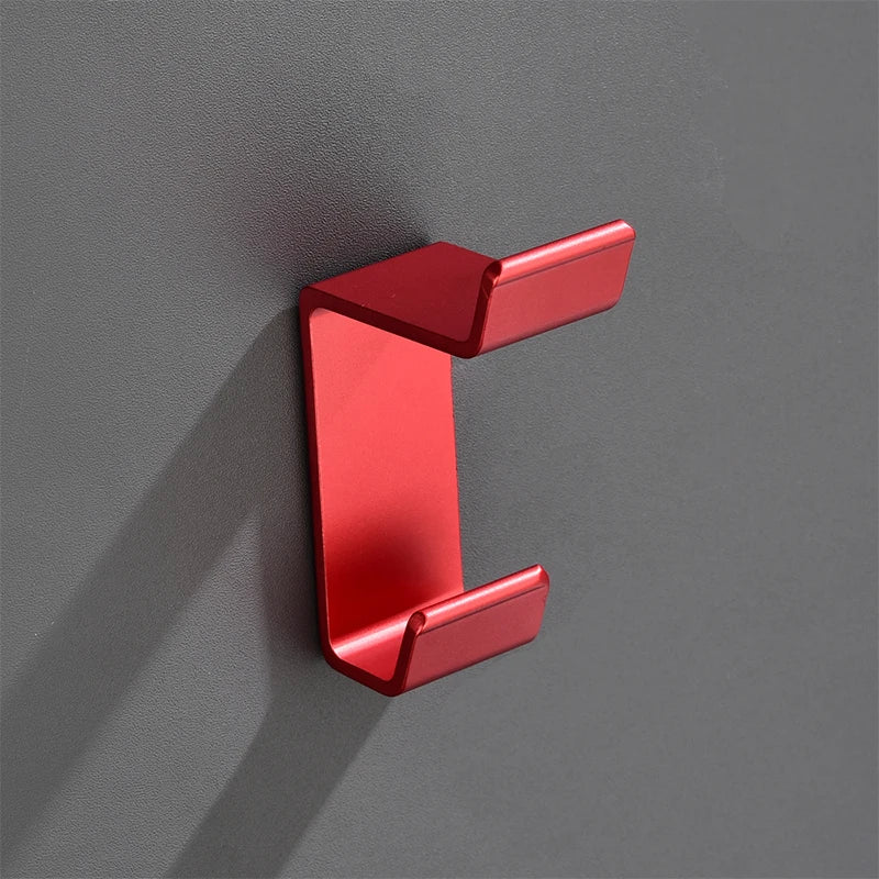 Aluminum Bathroom Accessories Sets 3M Tape Toilet Brush Holder Ceramic Toilet Roll Paper Holder Red Robe Hook Towel Holder