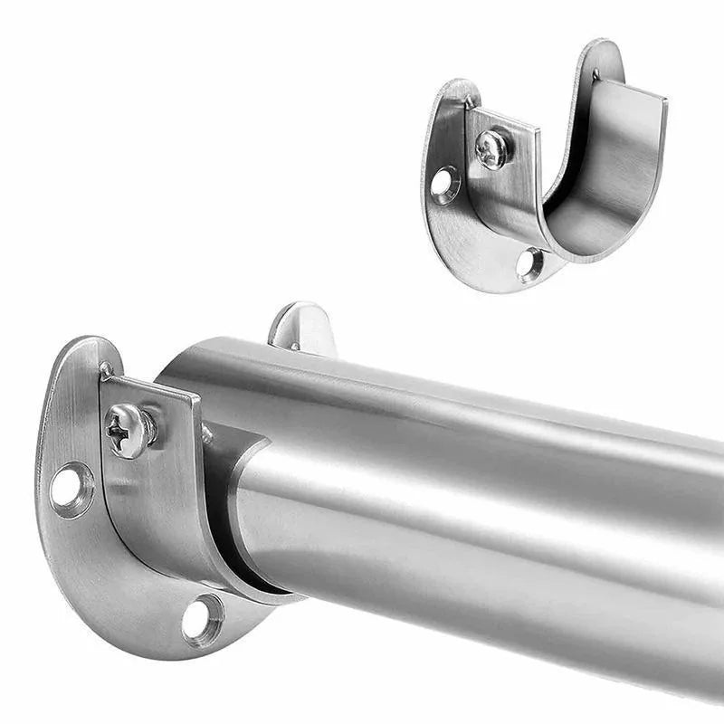 Wardrobe Hanger Rod Fixing Holder Stainless Steel Flange Seat Curtain Rod Tube Hook Fixed Support Bracket Bathroom Hardware