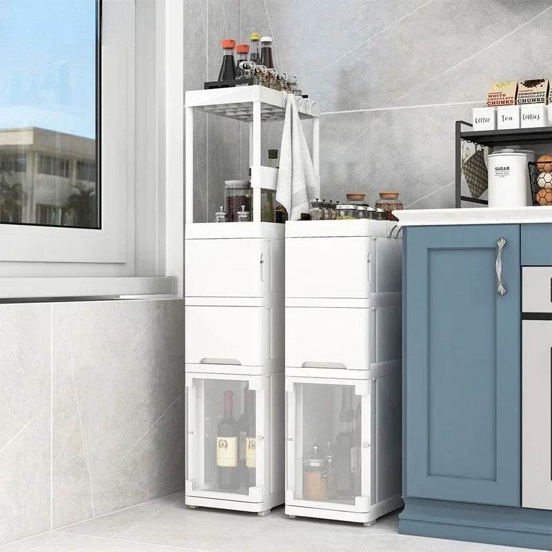 Multi-Tier Spice Holder with Pull-Out Drawer Convenient Mobile Kitchen Organizer Utility Rack for Easy Access