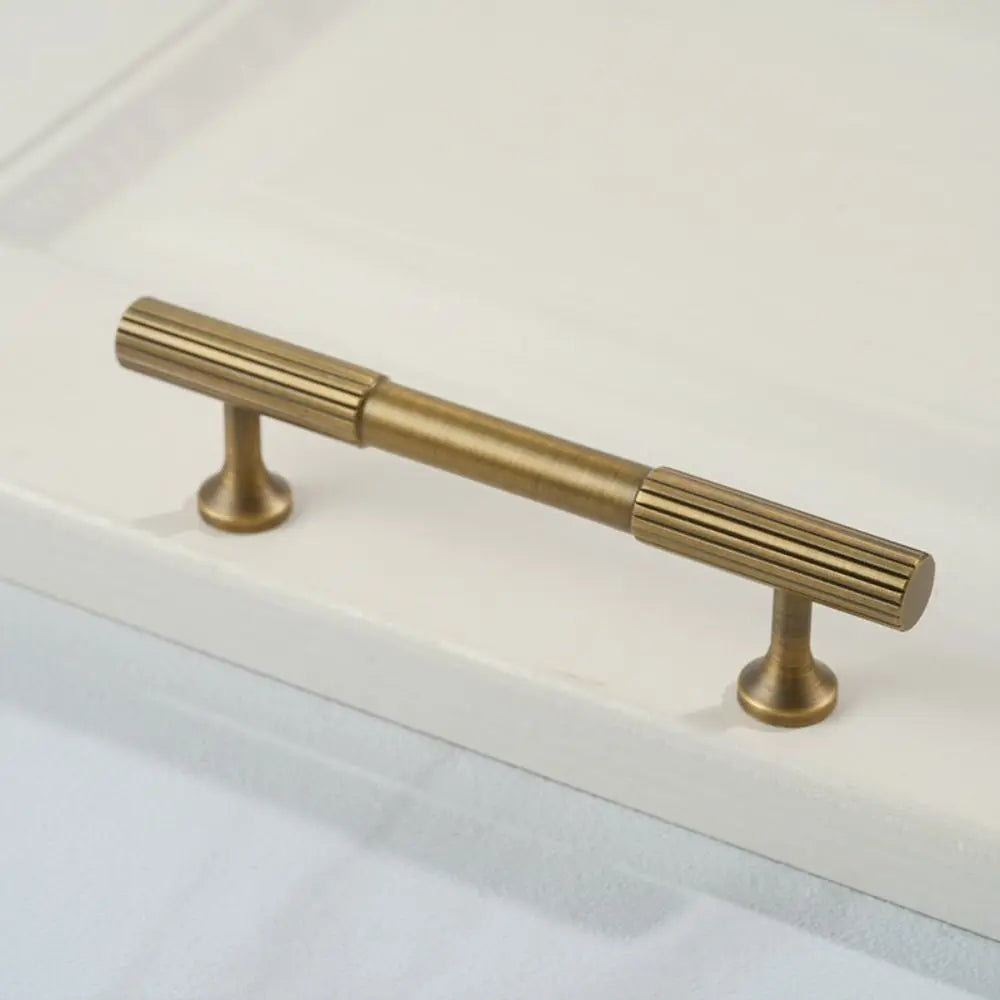 Bronze Bronze Cabinet Handles Wardrobe Pulls Antique Solid Brass Knurled Handle T-bar Door Knobs Furniture Door Pull