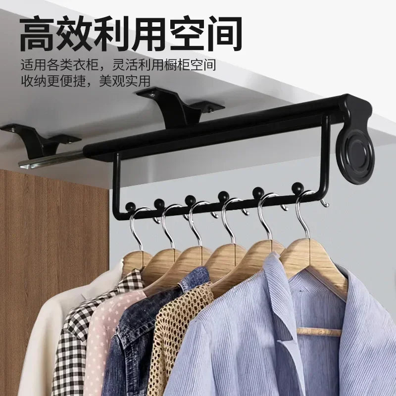 1pcs Retractable Closet Pull Out Rod Closet Valet Rod Extending Rail Pull Out Hanger Closet Valet Rod Rail Pants Hanger