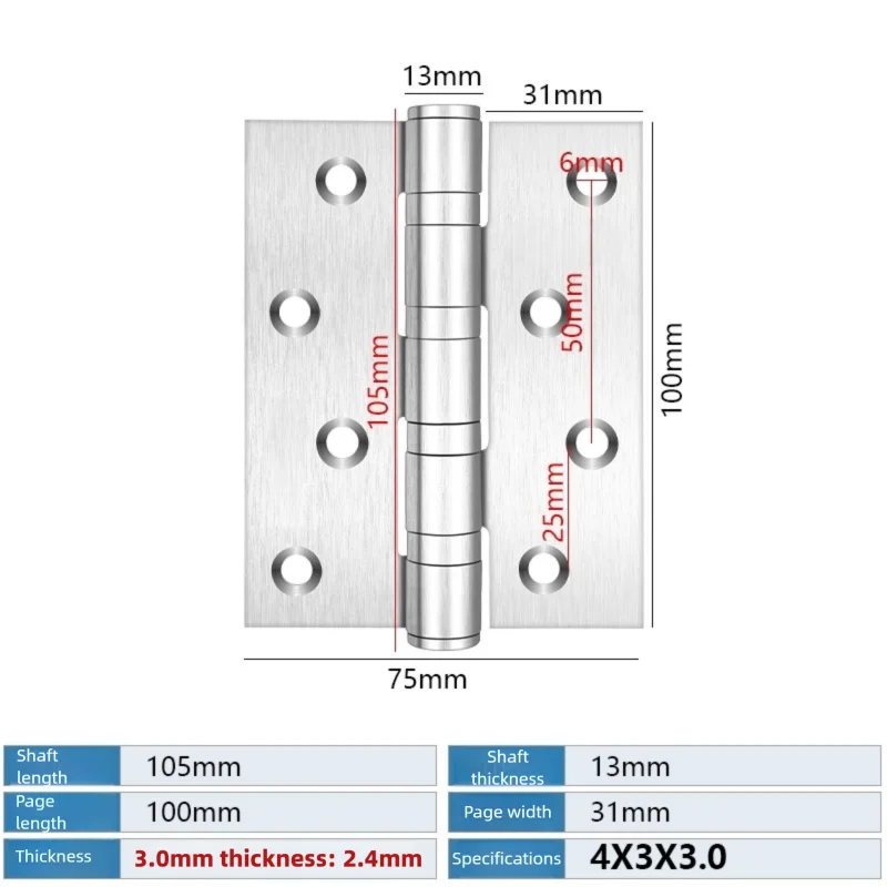Door Hinges Stainless Steel Ball Bearing Hinge Door Hinges For Interior and Exterior Doors Square Corner Heavy Duty Wood Doors