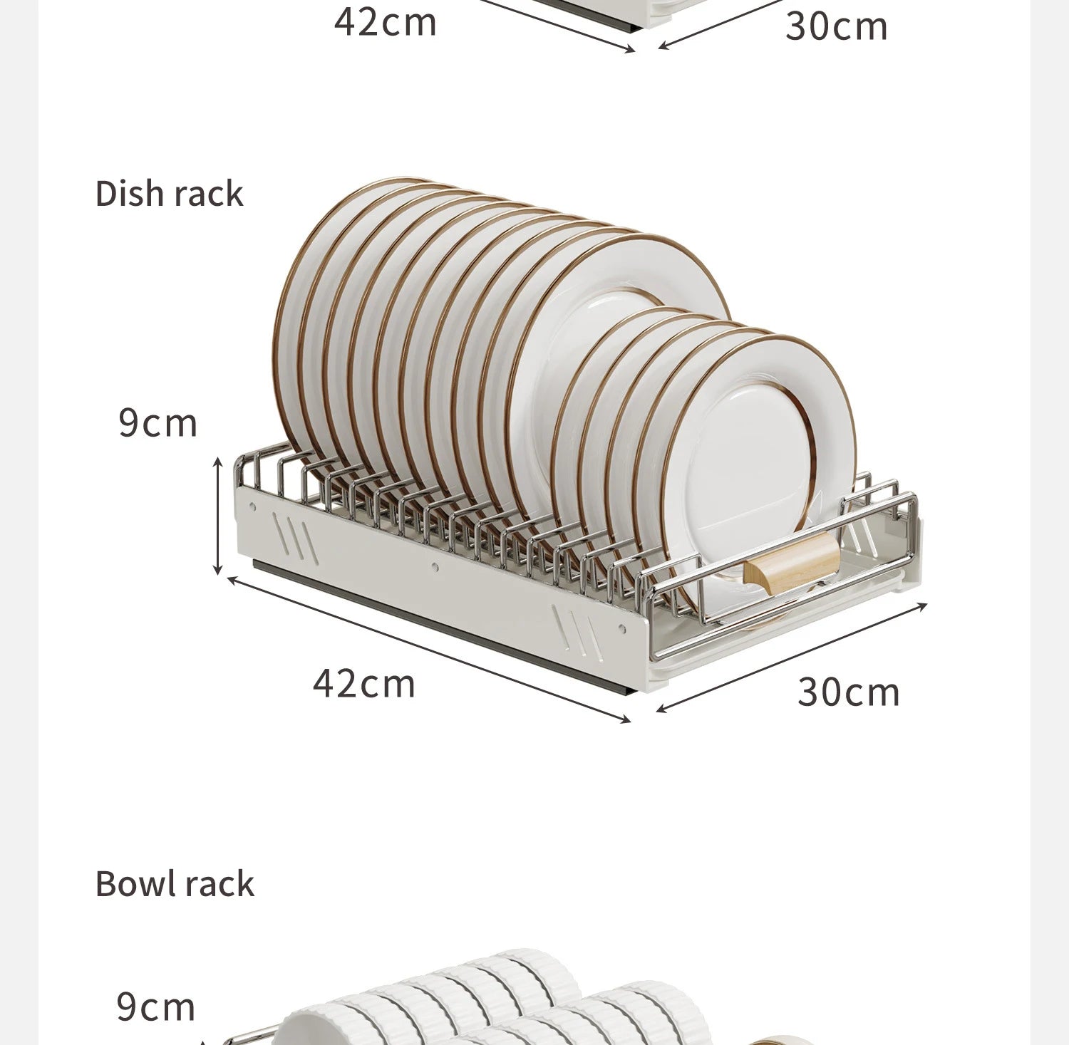 Drawer Wooden Handle Kitchen Dish Storage Rack Divider Dish Pullout Slider Punch-free Drawer Organiser Spice Racks Drainer Shelf