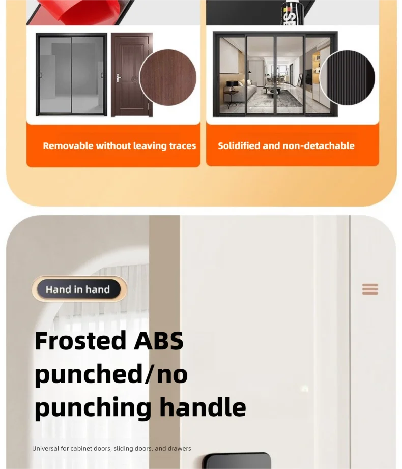 No-Drill Sliding Door Handles - Simple Style Pulls for Glass Doors, Moving Doors, Windows, Drawers & Cabinet Doors