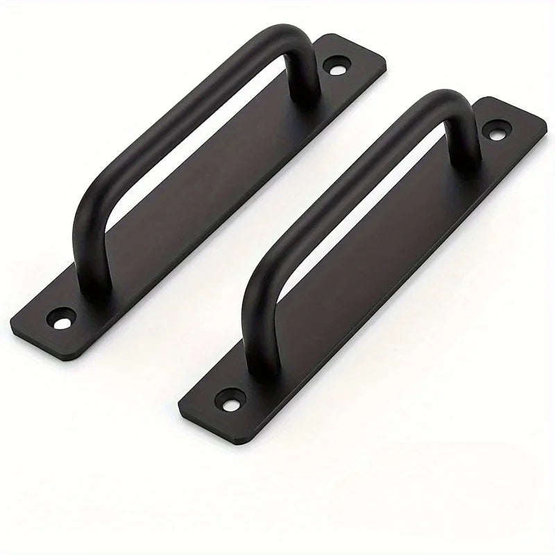 Barn Door Handles, Sliding Door Handle, Black Cabinet Handles, Door Pull Handle, Aluminum Alloy Door Pulls with Plate