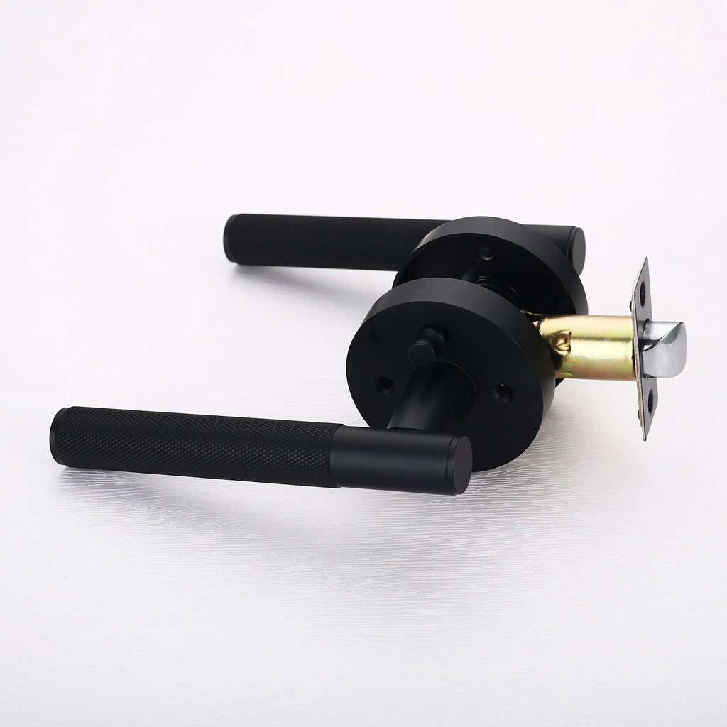 Viladepot Privacy Door Handle Knurled Handle Lever Bedroom Bathroom Passage Door Lock Reversible Keyless