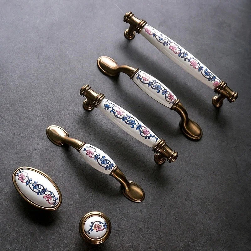 ceramic handle American retro cabinet door modern minimalist European style drawer cabinet wardrobe cabinet handle