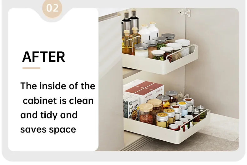 Pull Out Spice Rack Organizer with Smooth Slide Rails No Tools Required Kitchen Cabinet Storage Drawer for Maximum Space