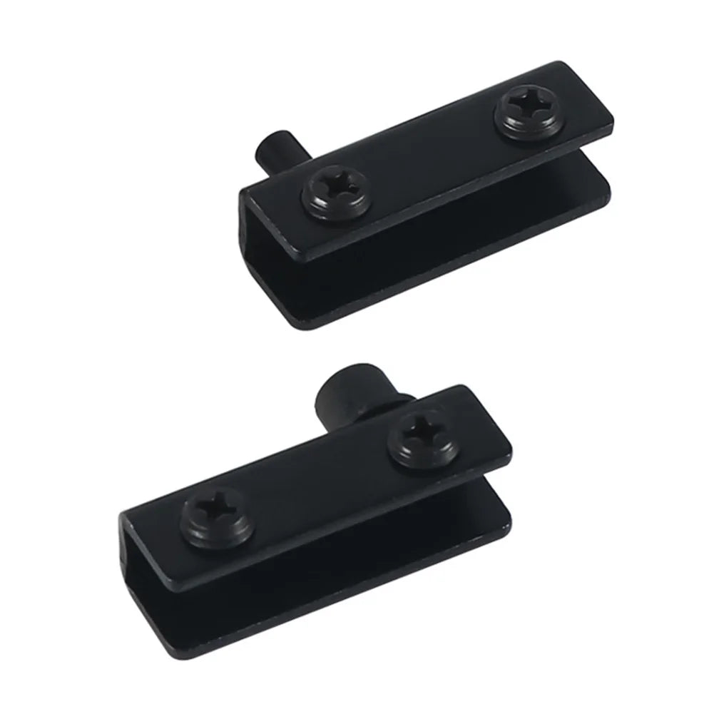 2Pcs Glass Door Hinges Stainless Steel No Drilling Rust-Proof Black Pivot Door Hinge Suitable For 5~6mm Glass Doors