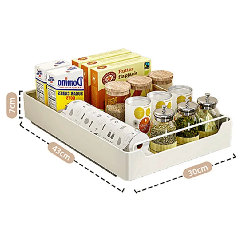 1pc Kitchen Storage Rack with Slide Rails Pull-out Kitchen Drawer Type Storage Tray Spice Box Storage Rack Cabinets Organizer