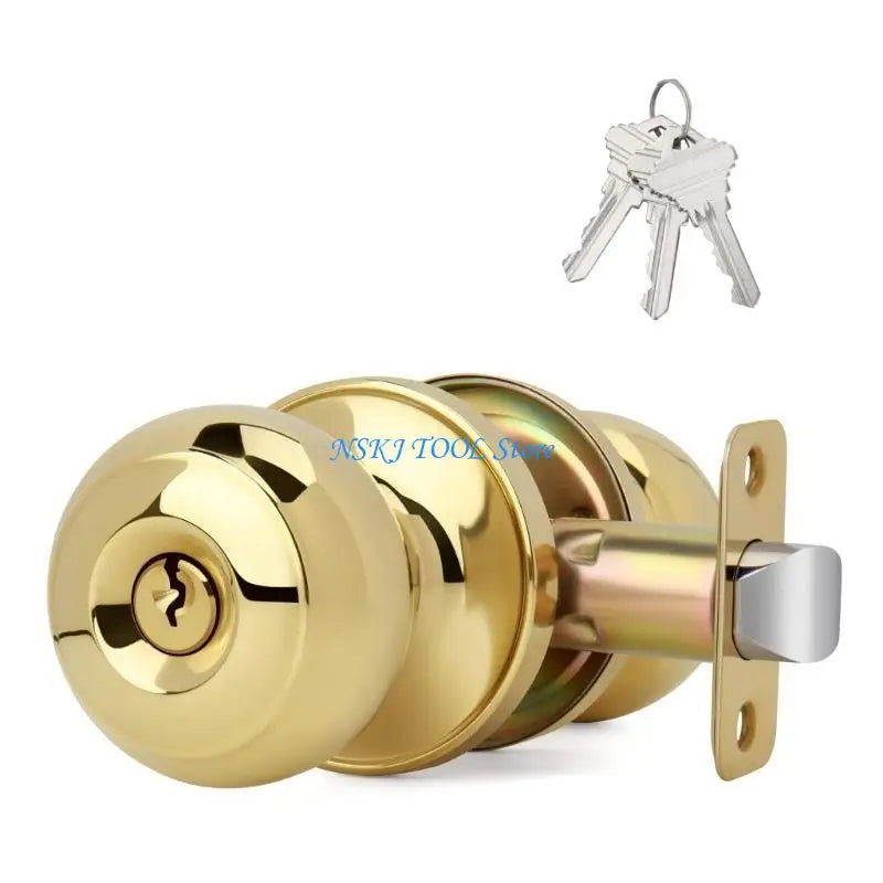 L8RC Zinc Alloy Round Door Knobs Knobset Entrance Lock Interior Door Handles for Hallway, Closet, Bathroom Easy to Install