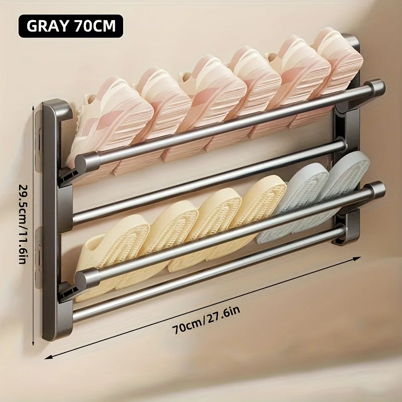 Non perforated wall mounted shoe rack, made of metal material, suitable for home shoe storage