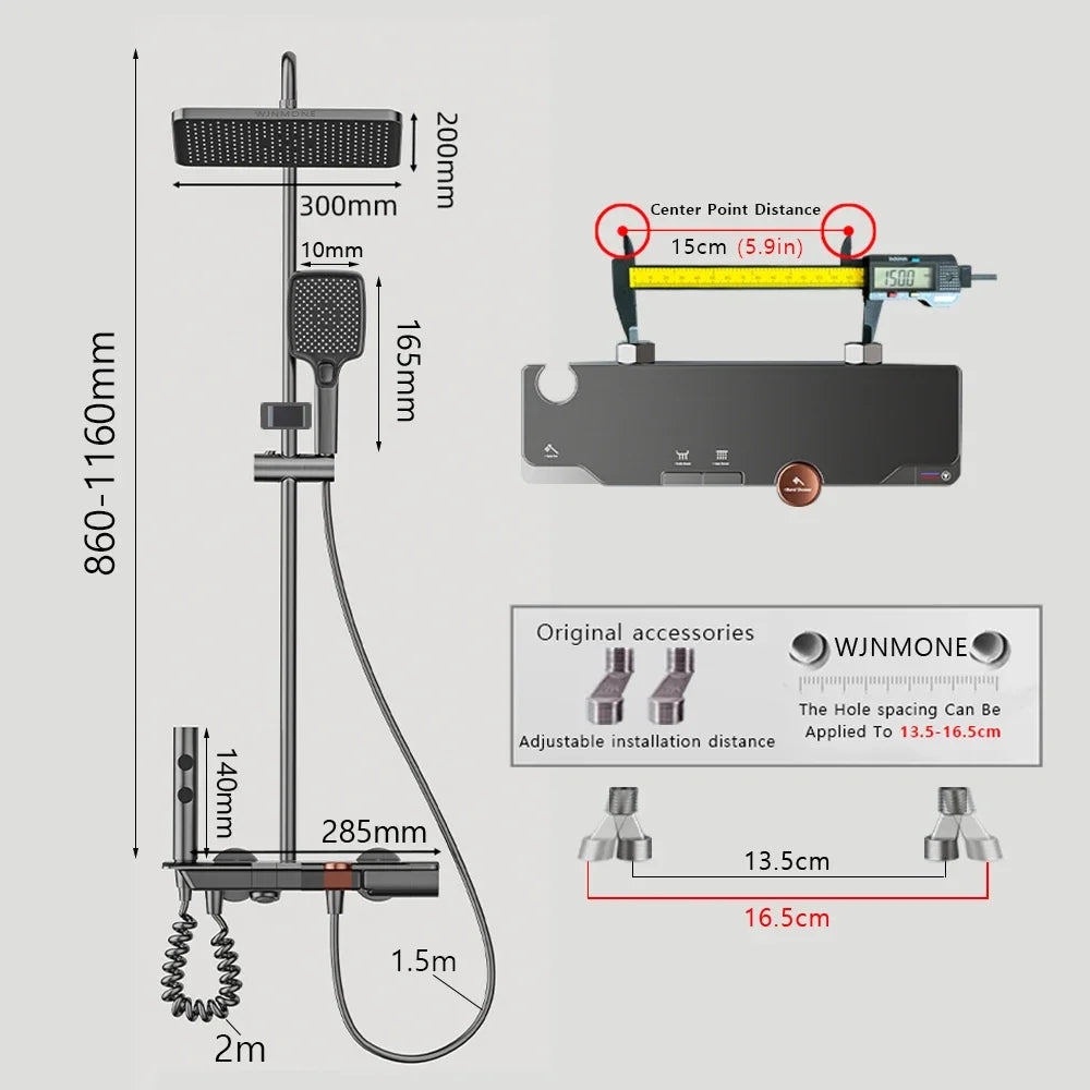 Tempered Glass Panel Rain Bathroom Shower Faucets Set Cold Hot Mixer Taps Rainfall Shower Faucet Complete Bathtub Showers System