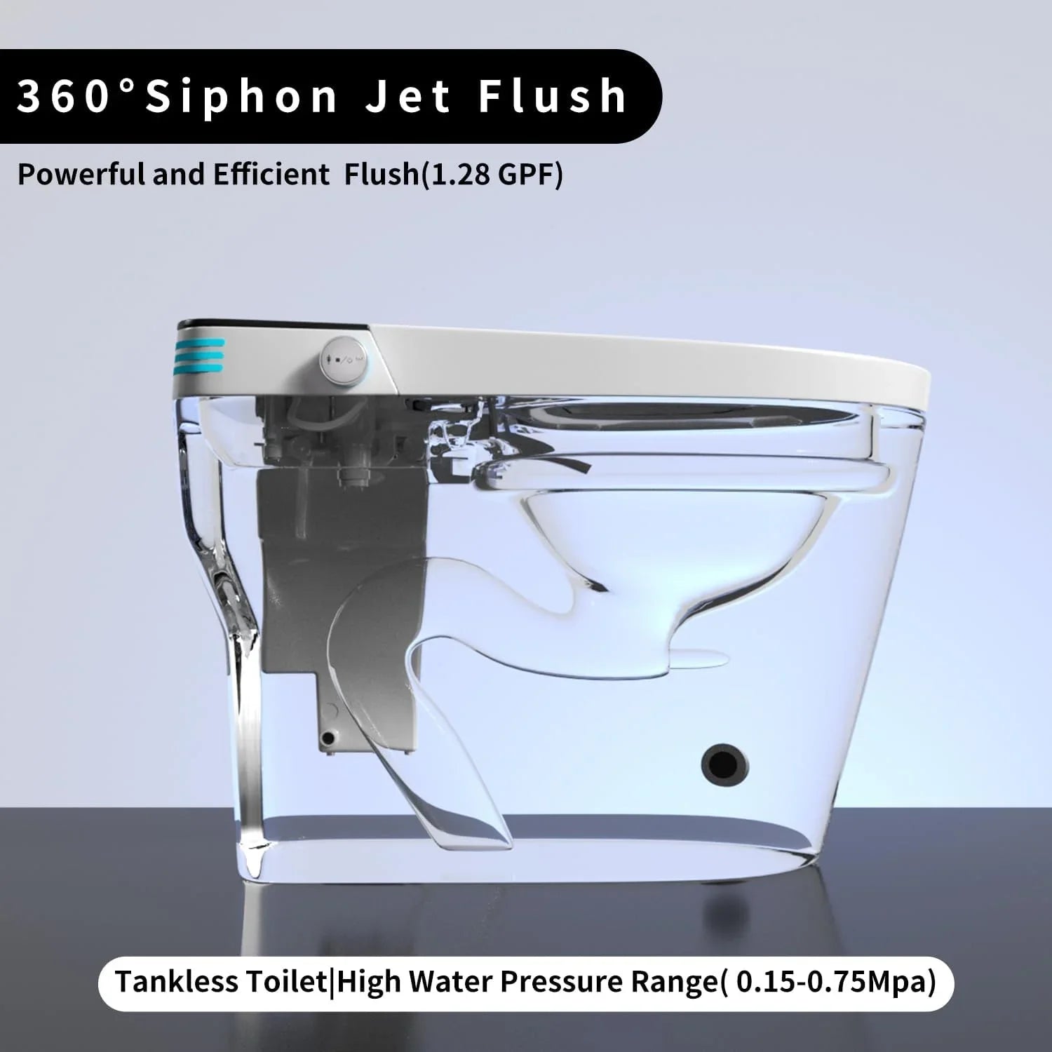 Bathroom Toilet,High-End Auto Electric Ceramic Toilet Smart Round Bowl With S-Trap Drainage Remote Control Floor Mounted