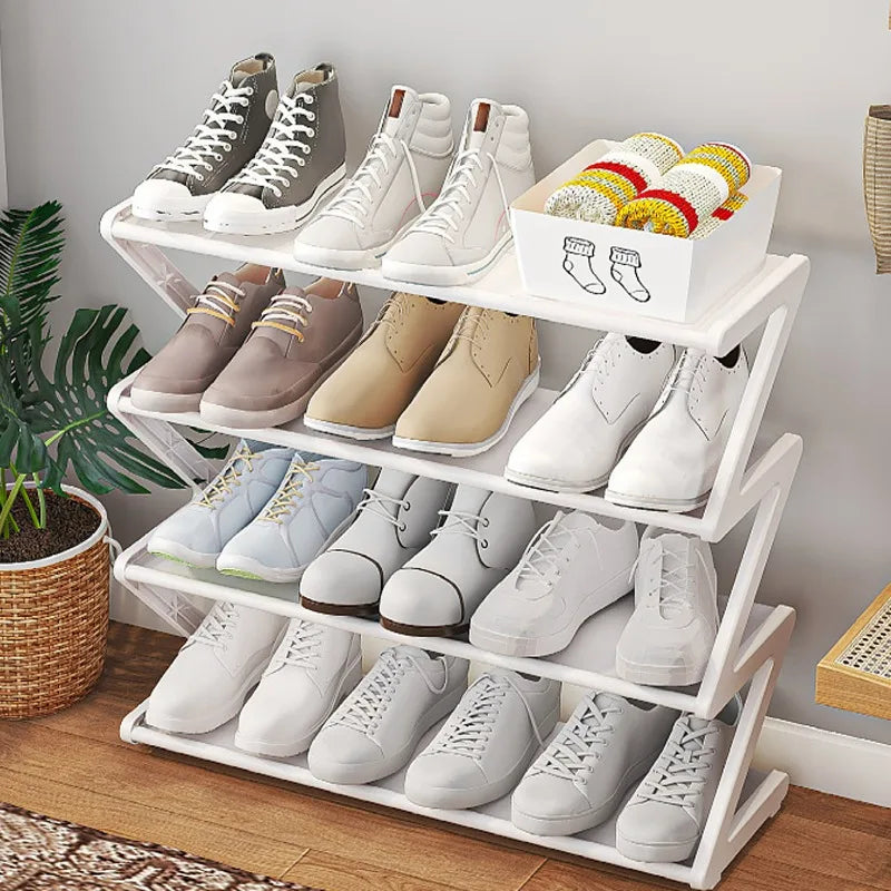 Shoe Rack Organizer Space Saving Shoes Organizer Free Standing Z-shaped Rack Multi-layer Assembly Storage for Home Dormitory