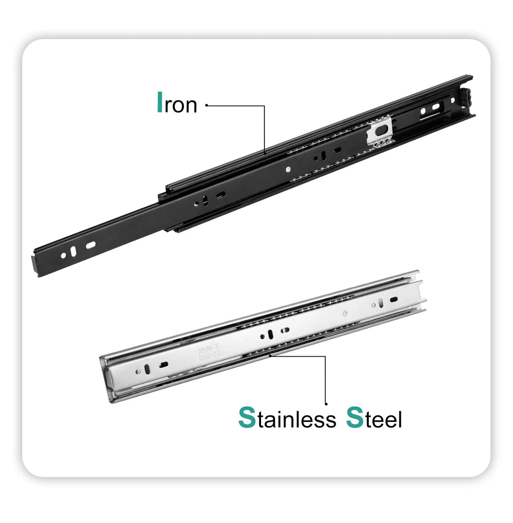 Drawer Rail 10~20Inch Stainless Steel Ball Bearing Slides Drawer Sliding Track 3-Section Full Extension Cabinet Furniture Slides
