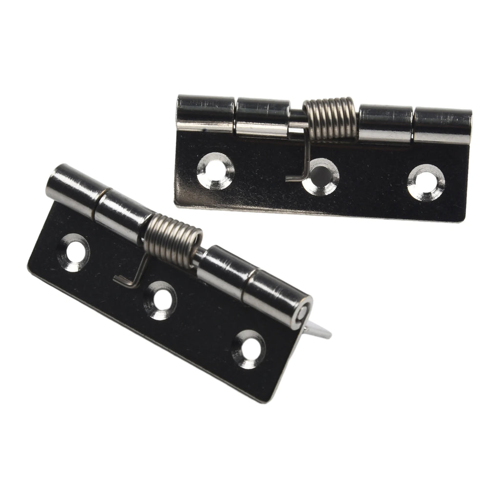 2pcs 1/1.5/2/3Inch Silver Spring Door Hinge Stainless Steel Self Closing Design Windows Cabinets Boxes Household Hardware