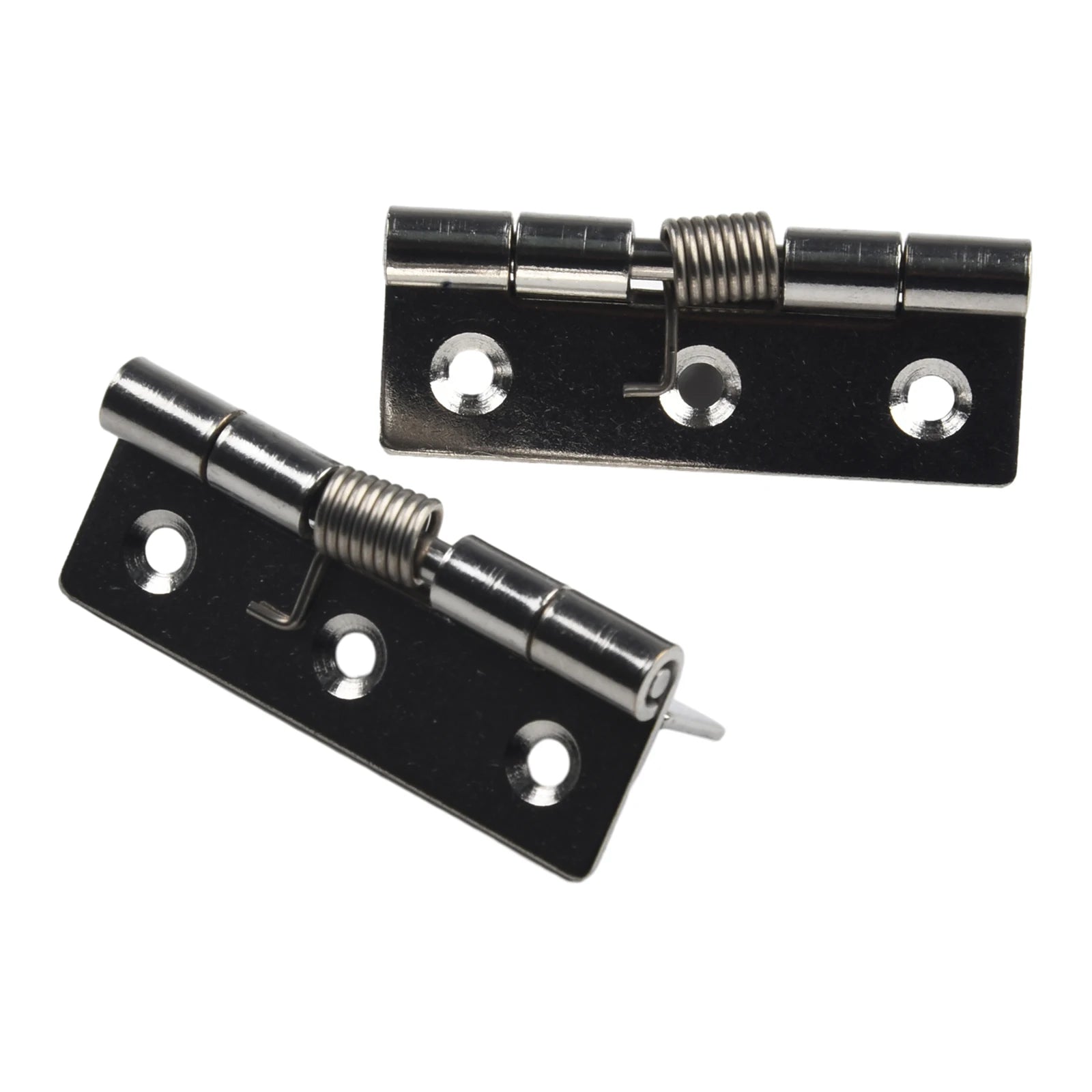 2pcs 1/1.5/2/3Inch Silver Spring Door Hinge Stainless Steel Self Closing Design Windows Cabinets Boxes Household Hardware