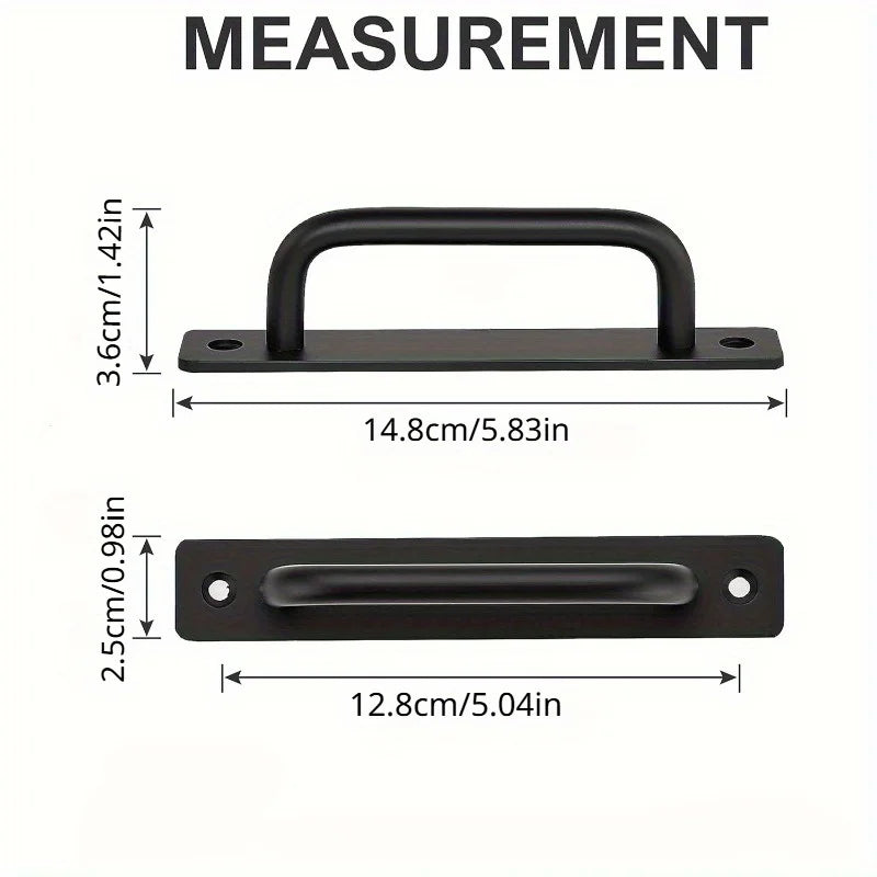 2pcs Barn Door Handles, Sliding Door Handle, Black Cabinet Handles, Door Pull Handle, Aluminum Alloy Door Pulls with Plate