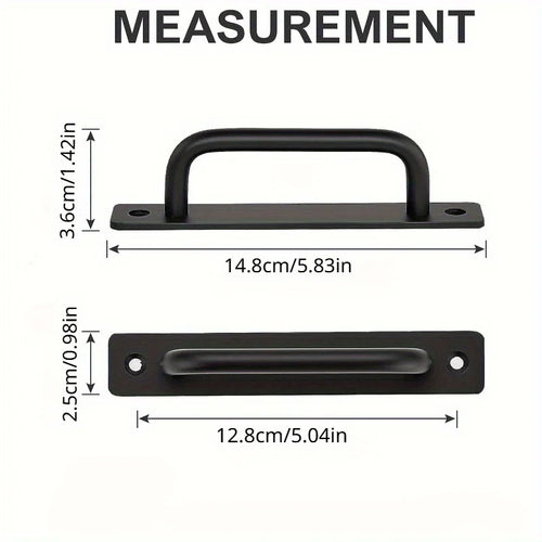 2pcs Barn Door Handles, Sliding Door Handle, Black Cabinet Handles, Door Pull Handle, Aluminum Alloy Door Pulls with Plate