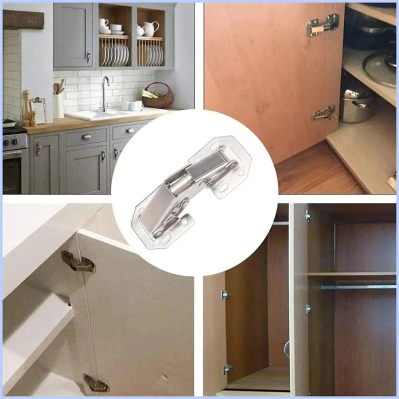 10/2PCS 90 Degree Steel Cabinet Hinges No-Drilling HoleHydraulic Buffer Hinge Kitchen Cabinet Cupboard Hinges Furniture Hardware