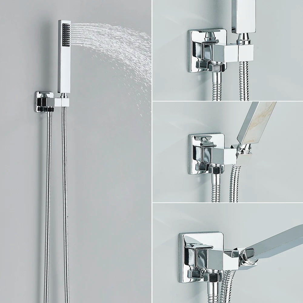 Bathroom Faucet Chrome Rain Shower Head Shower Faucet Wall Mounted Bathtub Bath Mixer Tap Beauty Bathroom Set Shower System