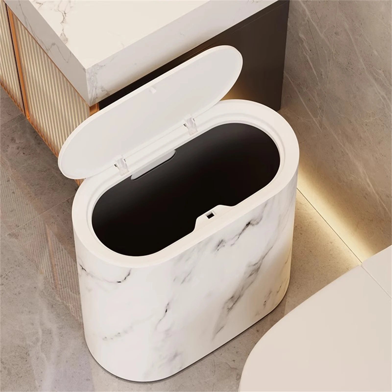 Bathroom Trashcans with Lids Narrow Wastebasket Modern Waste Basket for Home School Office Apartment