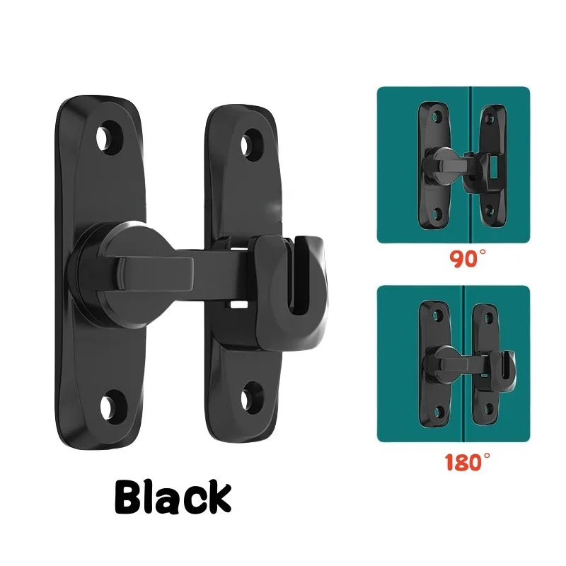 Heavy-Duty Flip-Up Door Latches 90/180 Degree Door Lock Home Security Sliding Door Latch Anti-theft Lock Zinc Alloy Doors Bolts