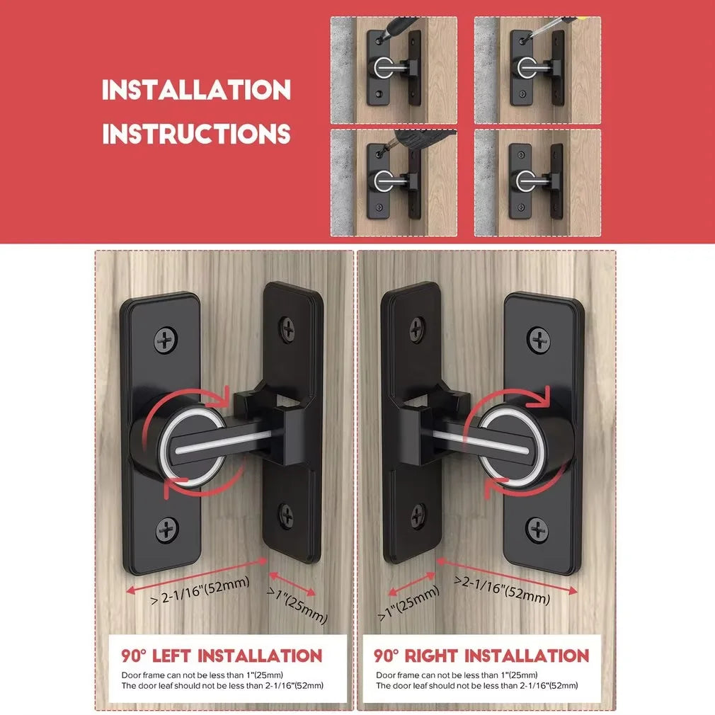 Interior Door Bolt Luminous Bolt old-fashioned Surface-mounted Room Roor Latch 90 Degree Heavy-duty Lock