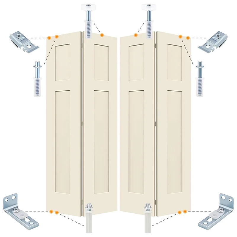 Comprehensive Sliding Closet Bifold Door Hardware Kit - Essential Brackets, Pivots, And Guide Wheel
