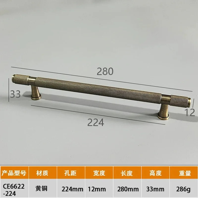 Modern Knurl Solid Brass Cabinet Knobs and Handles Golden Luxury Handles for Furniture Drawer Wardrobes Shoe Cabinets Pulls