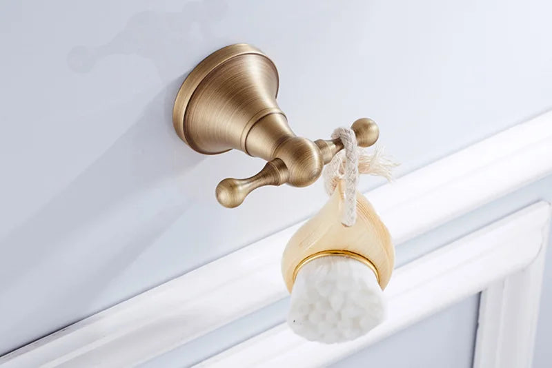 Bronze Bathroom Accessories Hardware Antique Hair Dryer Rack Coat Towel Shelf Rail Bar Shower Soap Dish Holder Toilet Brush