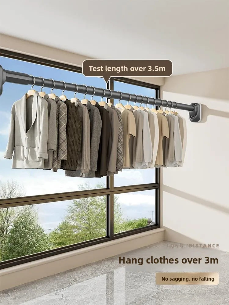 Retractable Clothes Drng Rods Wall Mounted Balcony Batoom Curtain Rods Wardrobe Clothes Hanger Rods No Drilling Required