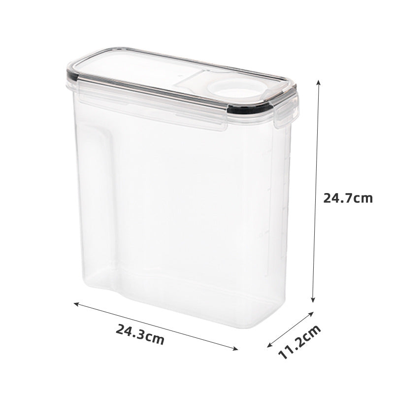 Set of 3 2.5L/4L Sealed Grain Storage Containers Clear PP Kitchen Storage Boxes Fresh-keeping Buckets with Pen Labels