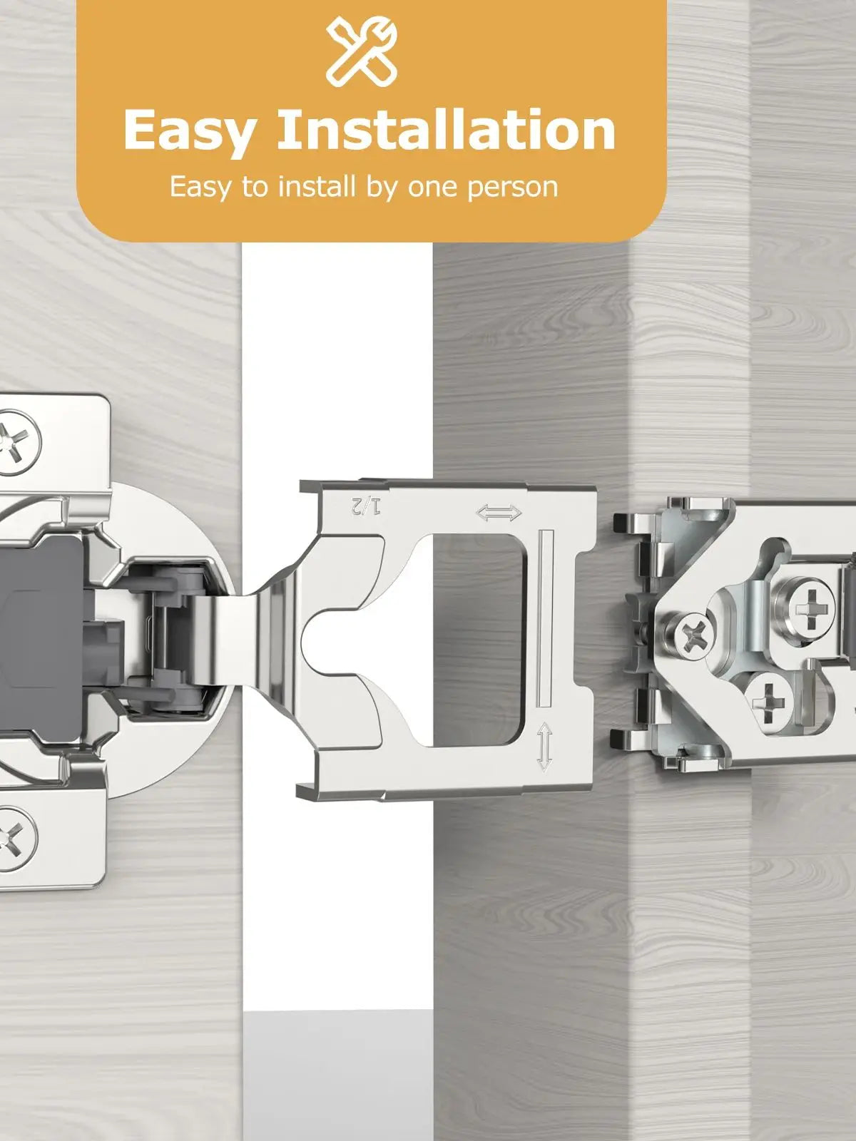 Viladepot Removable Hinges 1/2 inch Overlay Soft Close Kitchen Cabinet Hinges Satin Nickel Hidden Hinge Stainless Steel