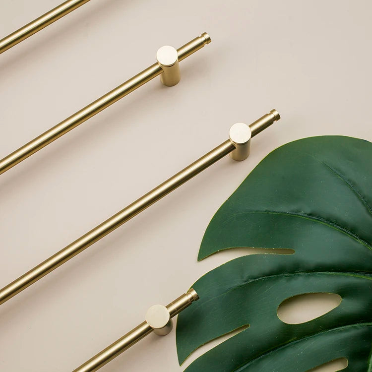 Furniture Long Handles Pure Solid Brass Handle Modern Simple Golden Light Luxury Integral Wardrobe Bathroom Cabinet Long Handle
