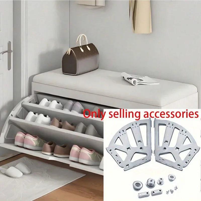 Shoe Rack Accessory - 3-Tier Connector, Thickened Iron Structure with Hidden Foldable Shelf, for Shoe Organization, 3-Layer Prac